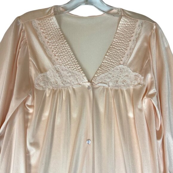Vintage JCPenney Nightgown & Robe Set Size Small Peach Nylon Lace Trim USA - Picture 5 of 12